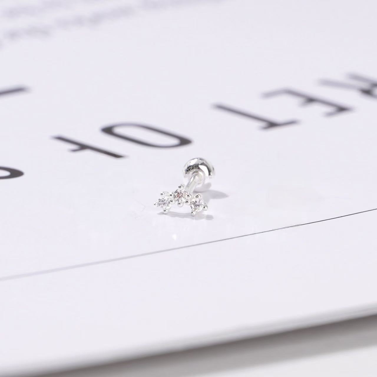 【Moonsee】純銀鎖珠-三連鑽（單支）